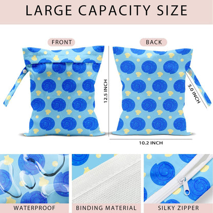 Swimsuit Bag Wet Bags for Travel Reusable Waterproof Dry Bags Diaper Bag Blue Starfish Wet Bag for Swimsuit Towels Beach Gym 10.2×12.6 Inches