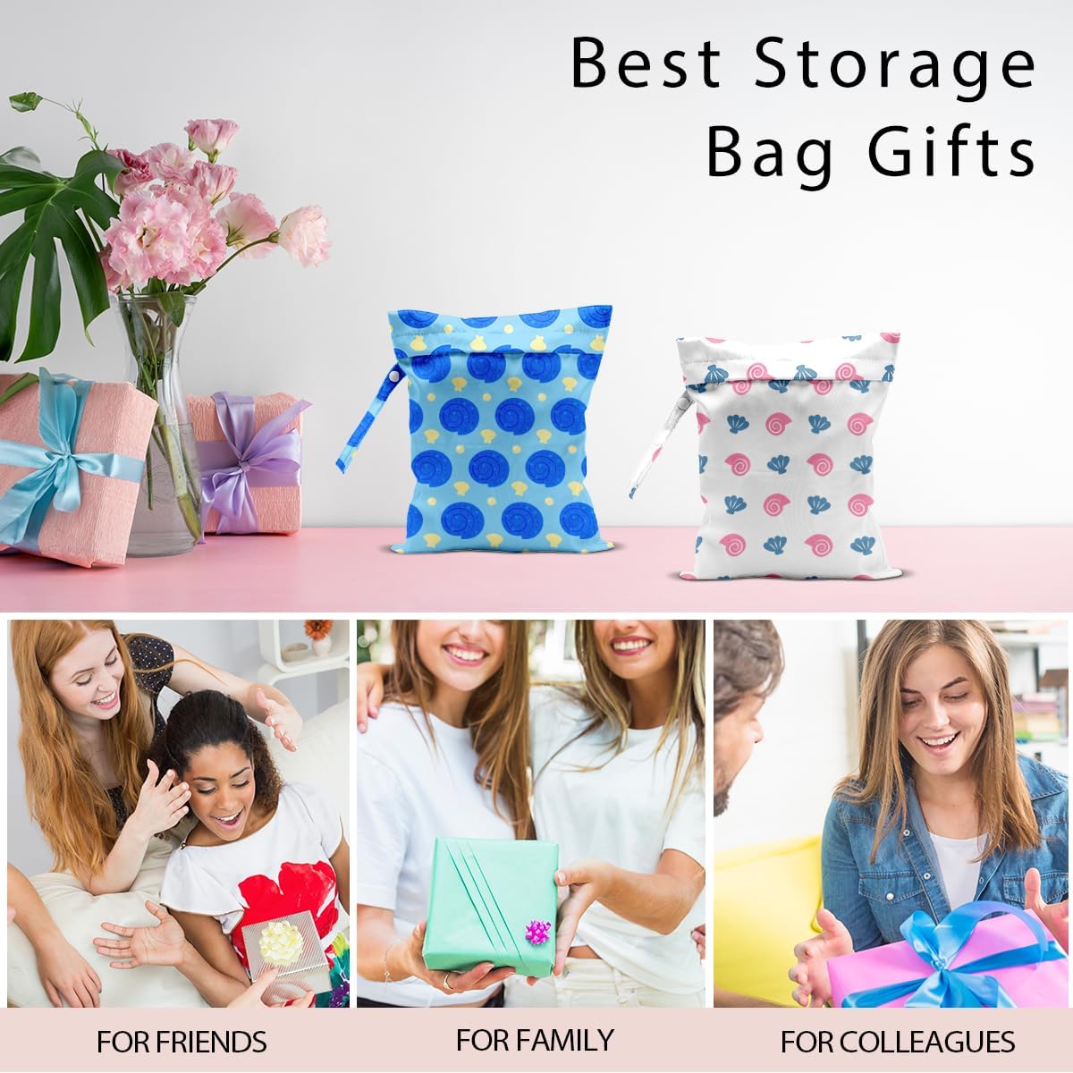 Swimsuit Bag Wet Bags for Travel Reusable Waterproof Dry Bags Diaper Bag Blue Starfish Wet Bag for Swimsuit Towels Beach Gym 10.2×12.6 Inches