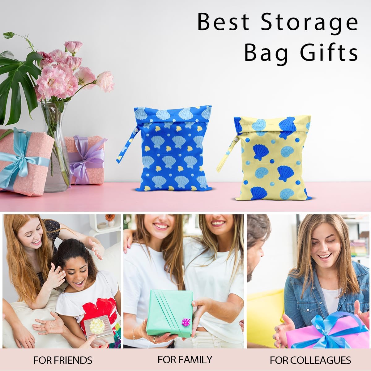 Swimsuit Bag Wet Bags for Travel Reusable Waterproof Dry Bags Diaper Bag Blue Starfish Wet Bag for Swimsuit Towels Beach Gym 10.2×12.6 Inches