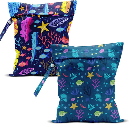 Swimsuit Bag Wet Bags for Travel Reusable Waterproof Dry Bags Diaper Bag Blue Starfish Wet Bag for Swimsuit Towels Beach Gym 10.2×12.6 Inches