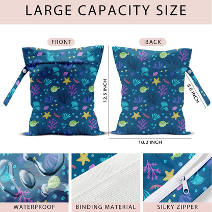 Swimsuit Bag Wet Bags for Travel Reusable Waterproof Dry Bags Diaper Bag Blue Starfish Wet Bag for Swimsuit Towels Beach Gym 10.2×12.6 Inches