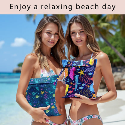 Swimsuit Bag Wet Bags for Travel Reusable Waterproof Dry Bags Diaper Bag Blue Starfish Wet Bag for Swimsuit Towels Beach Gym 10.2×12.6 Inches