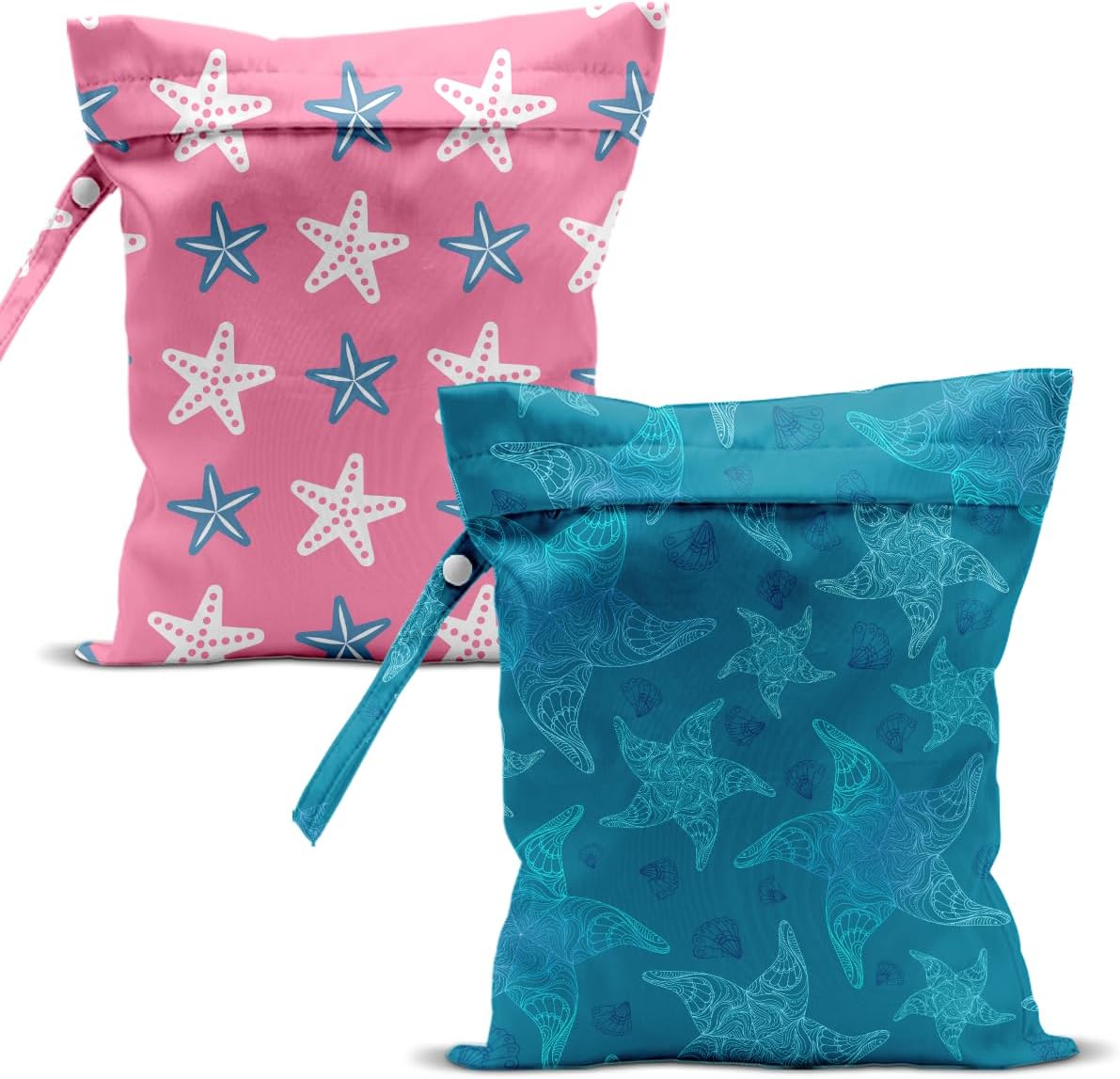 Swimsuit Bag Wet Bags for Travel Reusable Waterproof Dry Bags Diaper Bag Blue Starfish Wet Bag for Swimsuit Towels Beach Gym 10.2×12.6 Inches