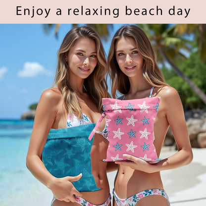 Swimsuit Bag Wet Bags for Travel Reusable Waterproof Dry Bags Diaper Bag Blue Starfish Wet Bag for Swimsuit Towels Beach Gym 10.2×12.6 Inches