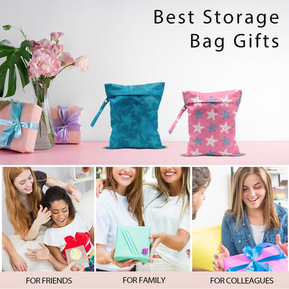 Swimsuit Bag Wet Bags for Travel Reusable Waterproof Dry Bags Diaper Bag Blue Starfish Wet Bag for Swimsuit Towels Beach Gym 10.2×12.6 Inches