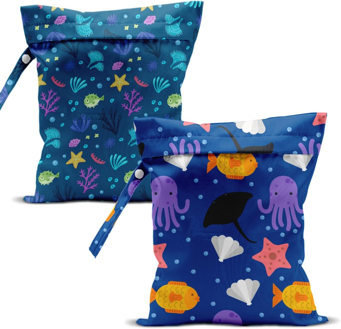 Swimsuit Bag Wet Bags for Travel Reusable Waterproof Dry Bags Diaper Bag Blue Starfish Wet Bag for Swimsuit Towels Beach Gym 10.2×12.6 Inches