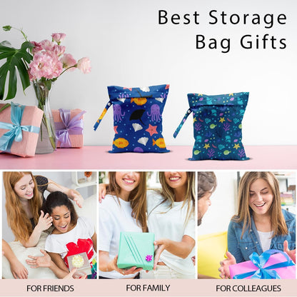 Swimsuit Bag Wet Bags for Travel Reusable Waterproof Dry Bags Diaper Bag Blue Starfish Wet Bag for Swimsuit Towels Beach Gym 10.2×12.6 Inches