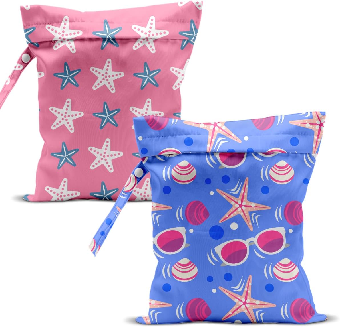 Swimsuit Bag Wet Bags for Travel Reusable Waterproof Dry Bags Diaper Bag Blue Starfish Wet Bag for Swimsuit Towels Beach Gym 10.2×12.6 Inches