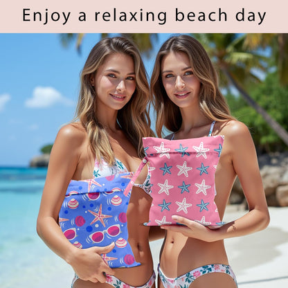 Swimsuit Bag Wet Bags for Travel Reusable Waterproof Dry Bags Diaper Bag Blue Starfish Wet Bag for Swimsuit Towels Beach Gym 10.2×12.6 Inches