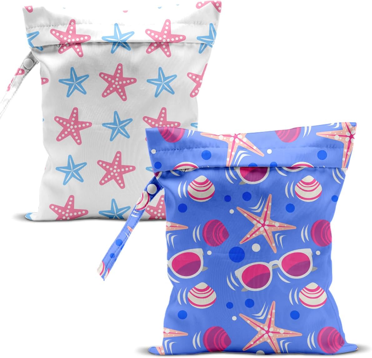 Swimsuit Bag Wet Bags for Travel Reusable Waterproof Dry Bags Diaper Bag Blue Starfish Wet Bag for Swimsuit Towels Beach Gym 10.2×12.6 Inches