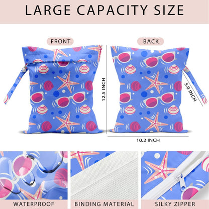 Swimsuit Bag Wet Bags for Travel Reusable Waterproof Dry Bags Diaper Bag Blue Starfish Wet Bag for Swimsuit Towels Beach Gym 10.2×12.6 Inches
