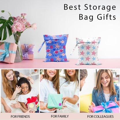 Swimsuit Bag Wet Bags for Travel Reusable Waterproof Dry Bags Diaper Bag Blue Starfish Wet Bag for Swimsuit Towels Beach Gym 10.2×12.6 Inches