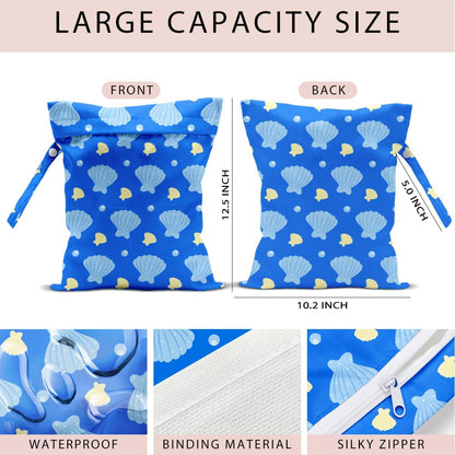 Swimsuit Bag Wet Bags for Travel Reusable Waterproof Dry Bags Diaper Bag Blue Starfish Wet Bag for Swimsuit Towels Beach Gym 10.2×12.6 Inches