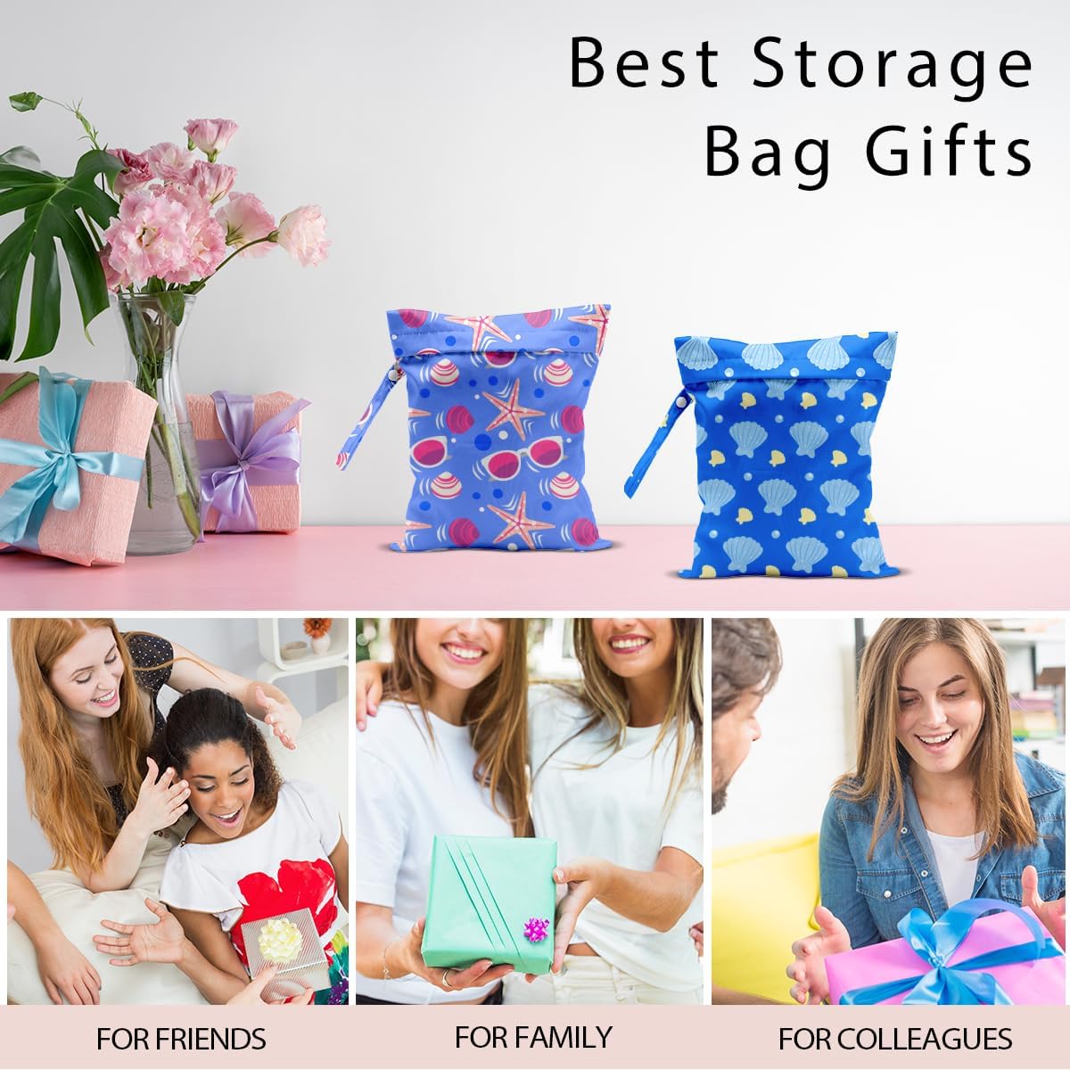 Swimsuit Bag Wet Bags for Travel Reusable Waterproof Dry Bags Diaper Bag Blue Starfish Wet Bag for Swimsuit Towels Beach Gym 10.2×12.6 Inches
