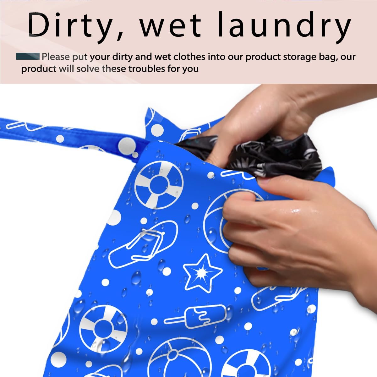 Swimsuit Bag Wet Bags for Travel Reusable Waterproof Dry Bags Diaper Bag Blue Starfish Wet Bag for Swimsuit Towels Beach Gym 10.2×12.6 Inches