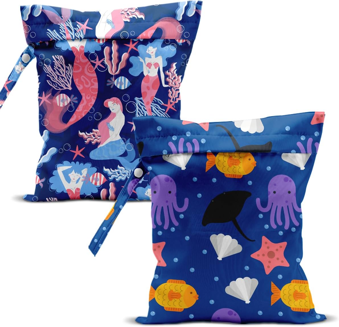 Swimsuit Bag Wet Bags for Travel Reusable Waterproof Dry Bags Diaper Bag Blue Starfish Wet Bag for Swimsuit Towels Beach Gym 10.2×12.6 Inches
