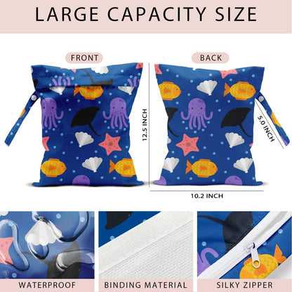 Swimsuit Bag Wet Bags for Travel Reusable Waterproof Dry Bags Diaper Bag Blue Starfish Wet Bag for Swimsuit Towels Beach Gym 10.2×12.6 Inches