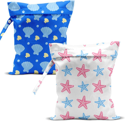 Swimsuit Bag Wet Bags for Travel Reusable Waterproof Dry Bags Diaper Bag Blue Starfish Wet Bag for Swimsuit Towels Beach Gym 10.2×12.6 Inches