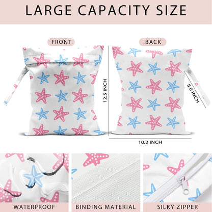 Swimsuit Bag Wet Bags for Travel Reusable Waterproof Dry Bags Diaper Bag Blue Starfish Wet Bag for Swimsuit Towels Beach Gym 10.2×12.6 Inches