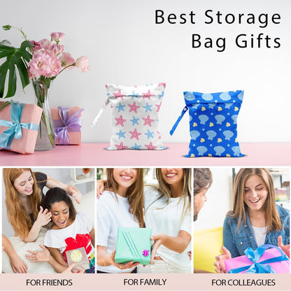 Swimsuit Bag Wet Bags for Travel Reusable Waterproof Dry Bags Diaper Bag Blue Starfish Wet Bag for Swimsuit Towels Beach Gym 10.2×12.6 Inches