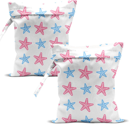 Swimsuit Bag Wet Bags for Travel Reusable Waterproof Dry Bags Diaper Bag Blue Starfish Wet Bag for Swimsuit Towels Beach Gym 10.2×12.6 Inches