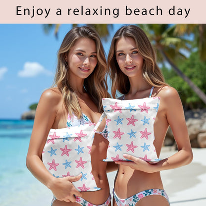 Swimsuit Bag Wet Bags for Travel Reusable Waterproof Dry Bags Diaper Bag Blue Starfish Wet Bag for Swimsuit Towels Beach Gym 10.2×12.6 Inches