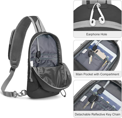 Sling Bag RFID Blocking Lightweight Crossbody Backpack Chest Shoulder Bag for Travel Sports Running Hiking