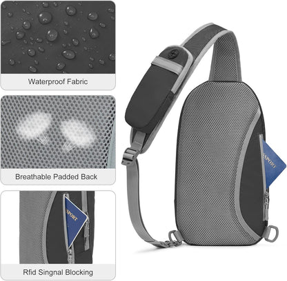 Sling Bag RFID Blocking Lightweight Crossbody Backpack Chest Shoulder Bag for Travel Sports Running Hiking
