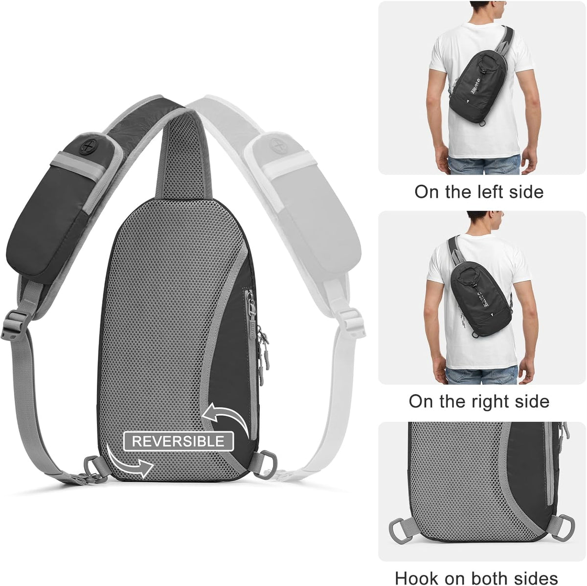Sling Bag RFID Blocking Lightweight Crossbody Backpack Chest Shoulder Bag for Travel Sports Running Hiking