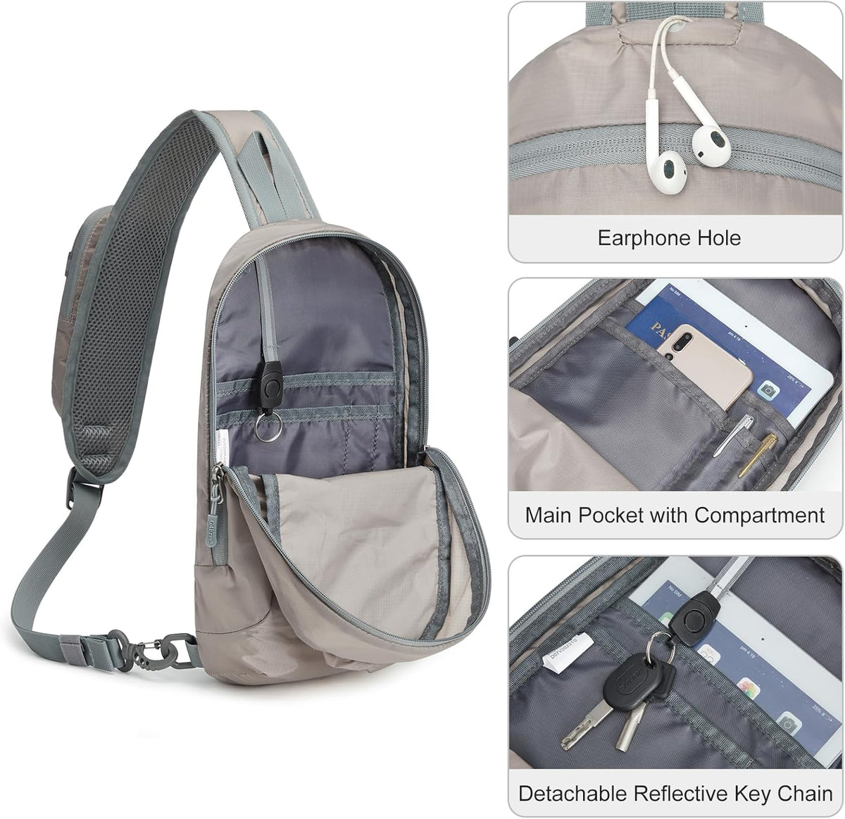 Sling Bag RFID Blocking Lightweight Crossbody Backpack Chest Shoulder Bag for Travel Sports Running Hiking