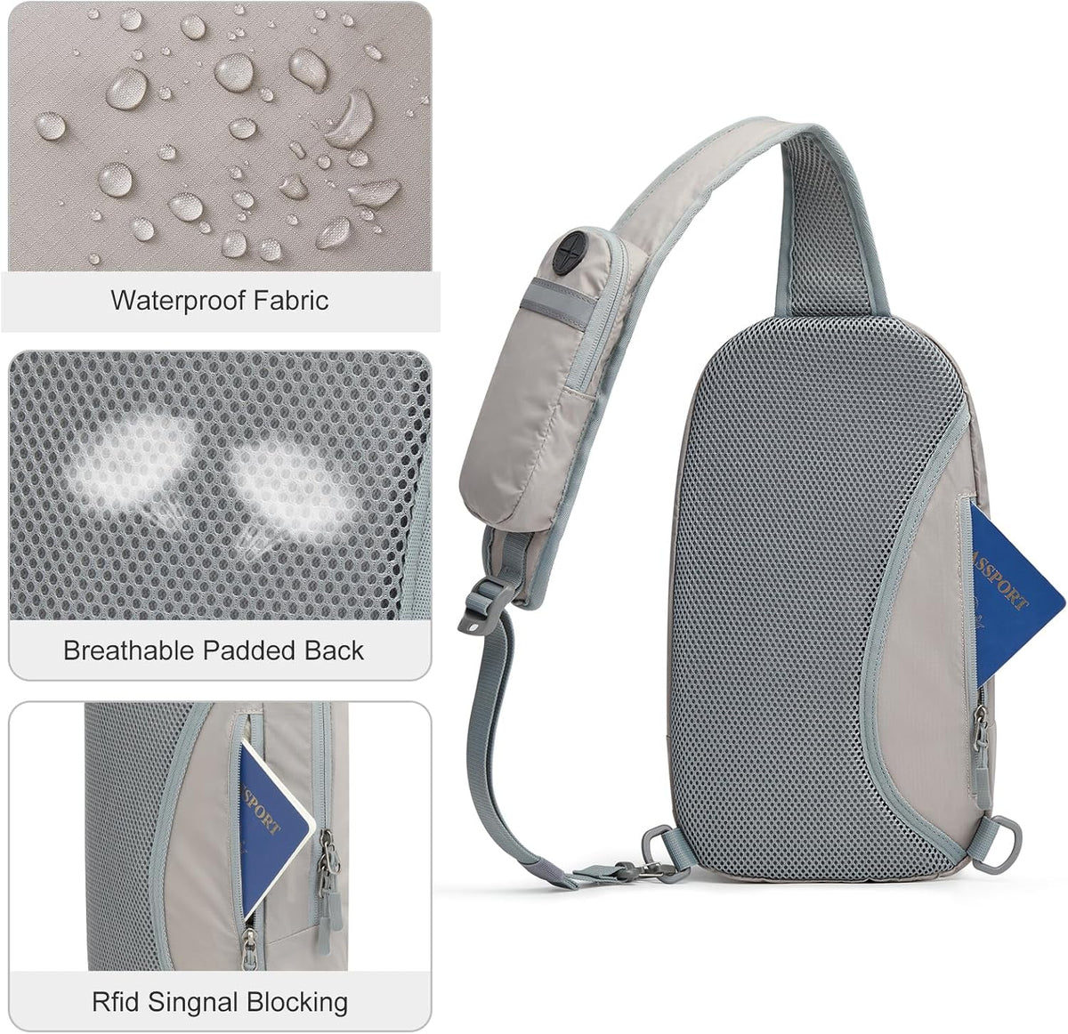 Sling Bag RFID Blocking Lightweight Crossbody Backpack Chest Shoulder Bag for Travel Sports Running Hiking