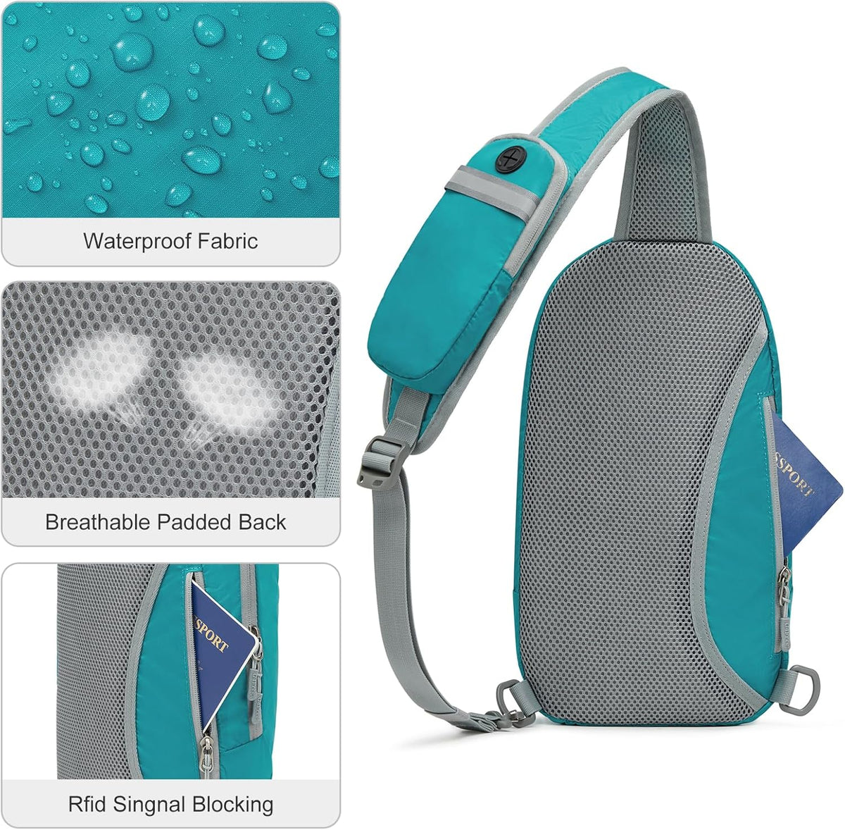 Sling Bag RFID Blocking Lightweight Crossbody Backpack Chest Shoulder Bag for Travel Sports Running Hiking