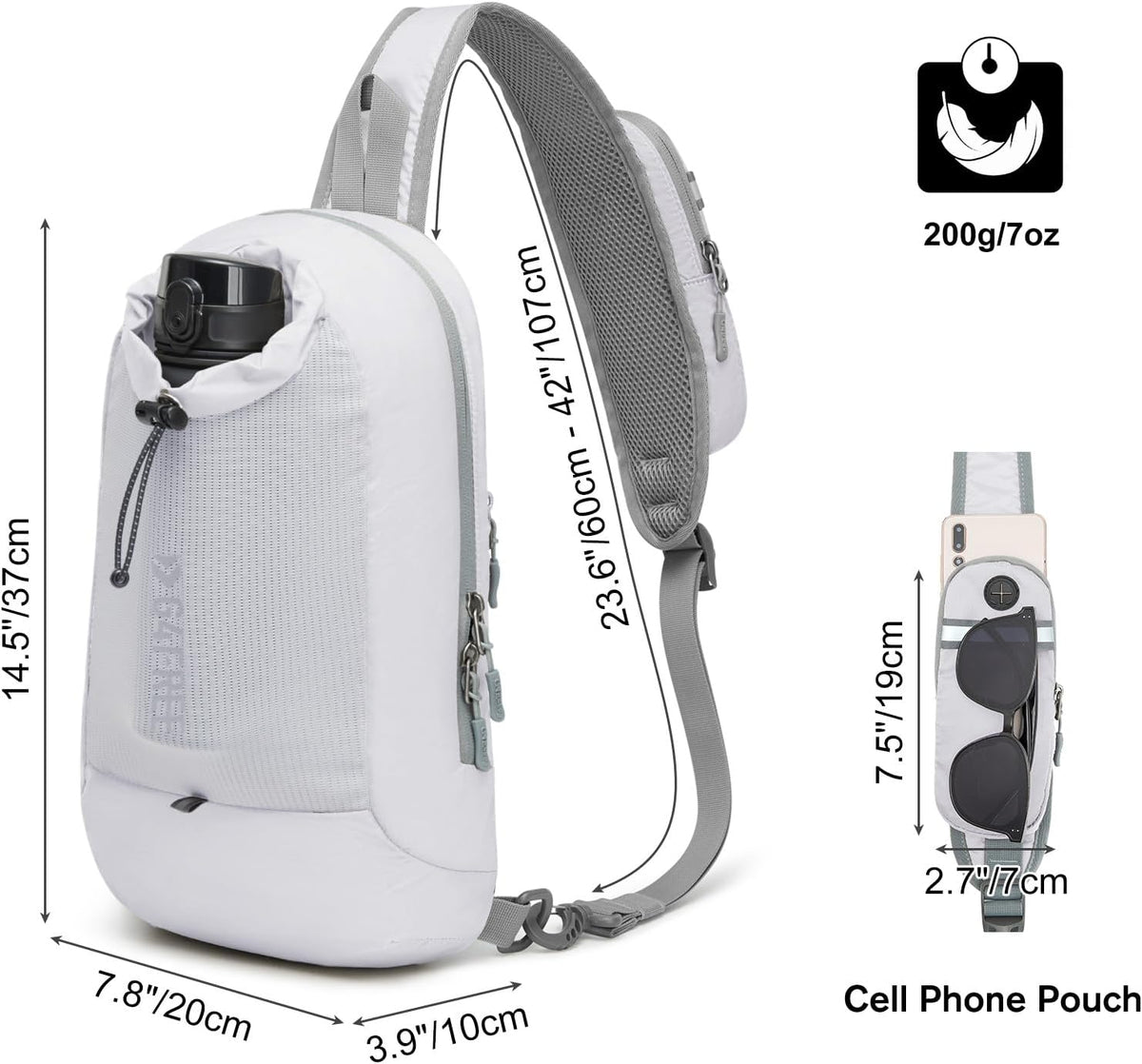 Sling Bag RFID Blocking Lightweight Crossbody Backpack Chest Shoulder Bag for Travel Sports Running Hiking