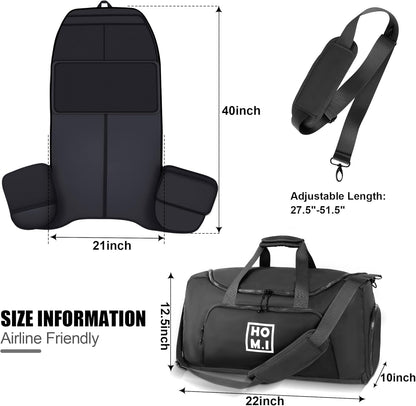 Garment Bag for Travel - Wrinkle-Resistant Carry On Suit Bag with Shoe Compartment & Shoulder Strap, Convertible 2-in-1 Waterproof Duffel Bags for Business Trips/Weekend Getaway, Black