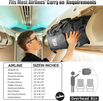 Garment Bag for Travel - Wrinkle-Resistant Carry On Suit Bag with Shoe Compartment & Shoulder Strap, Convertible 2-in-1 Waterproof Duffel Bags for Business Trips/Weekend Getaway, Black