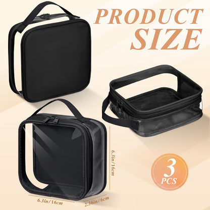 3 Pcs Small Toiletry Bags Reusable Quart Size Travel Liquid Pouch Single-sided Clear PVC Carry-on Organizer with Handle Cosmetic Bags for Airport Security Women Men(Beige)