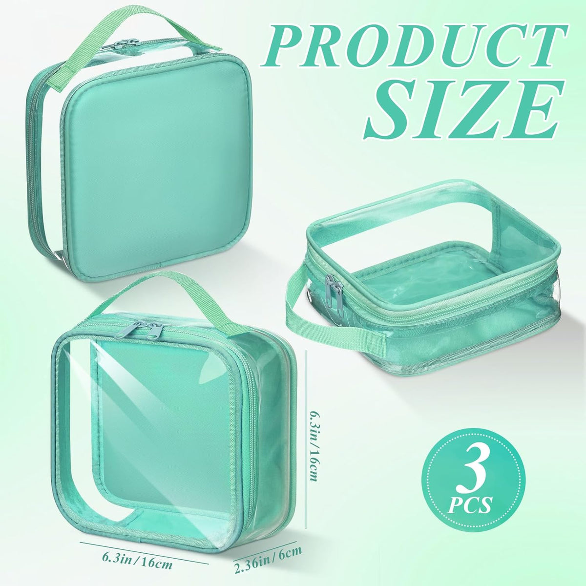 3 Pcs Small Toiletry Bags Reusable Quart Size Travel Liquid Pouch Single-sided Clear PVC Carry-on Organizer with Handle Cosmetic Bags for Airport Security Women Men(Beige)