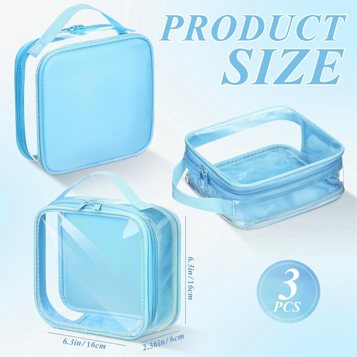 3 Pcs Small Toiletry Bags Reusable Quart Size Travel Liquid Pouch Single-sided Clear PVC Carry-on Organizer with Handle Cosmetic Bags for Airport Security Women Men(Beige)