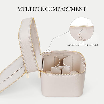 Large Makeup Bag Duo Vanity Case for Women Leather Makeup Case Travel Toiletry Bag Portable Double Layer Cosmetic Bag
