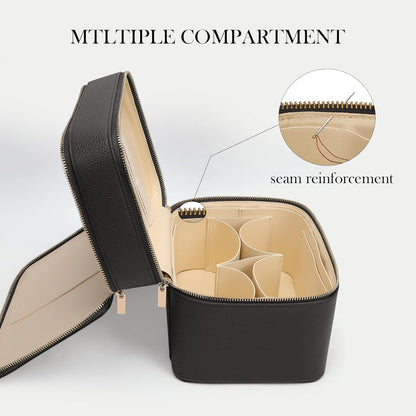 Large Makeup Bag Duo Vanity Case for Women Leather Makeup Case Travel Toiletry Bag Portable Double Layer Cosmetic Bag