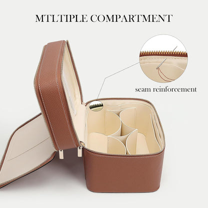 Large Makeup Bag Duo Vanity Case for Women Leather Makeup Case Travel Toiletry Bag Portable Double Layer Cosmetic Bag