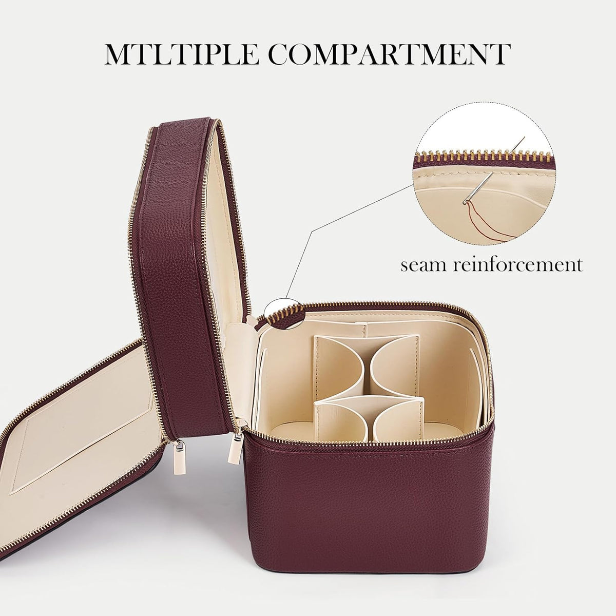 Large Makeup Bag Duo Vanity Case for Women Leather Makeup Case Travel Toiletry Bag Portable Double Layer Cosmetic Bag