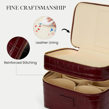Large Makeup Bag Duo Vanity Case for Women Leather Makeup Case Travel Toiletry Bag Portable Double Layer Cosmetic Bag