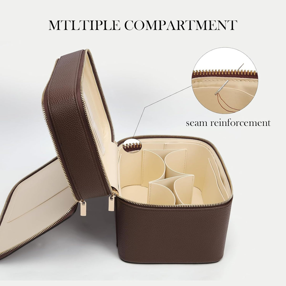 Large Makeup Bag Duo Vanity Case for Women Leather Makeup Case Travel Toiletry Bag Portable Double Layer Cosmetic Bag