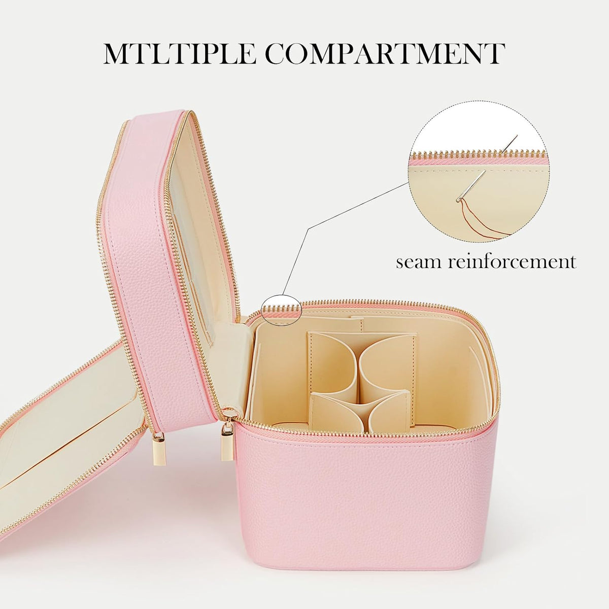 Large Makeup Bag Duo Vanity Case for Women Leather Makeup Case Travel Toiletry Bag Portable Double Layer Cosmetic Bag