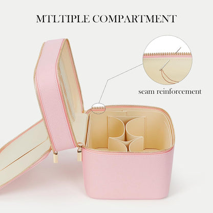 Large Makeup Bag Duo Vanity Case for Women Leather Makeup Case Travel Toiletry Bag Portable Double Layer Cosmetic Bag