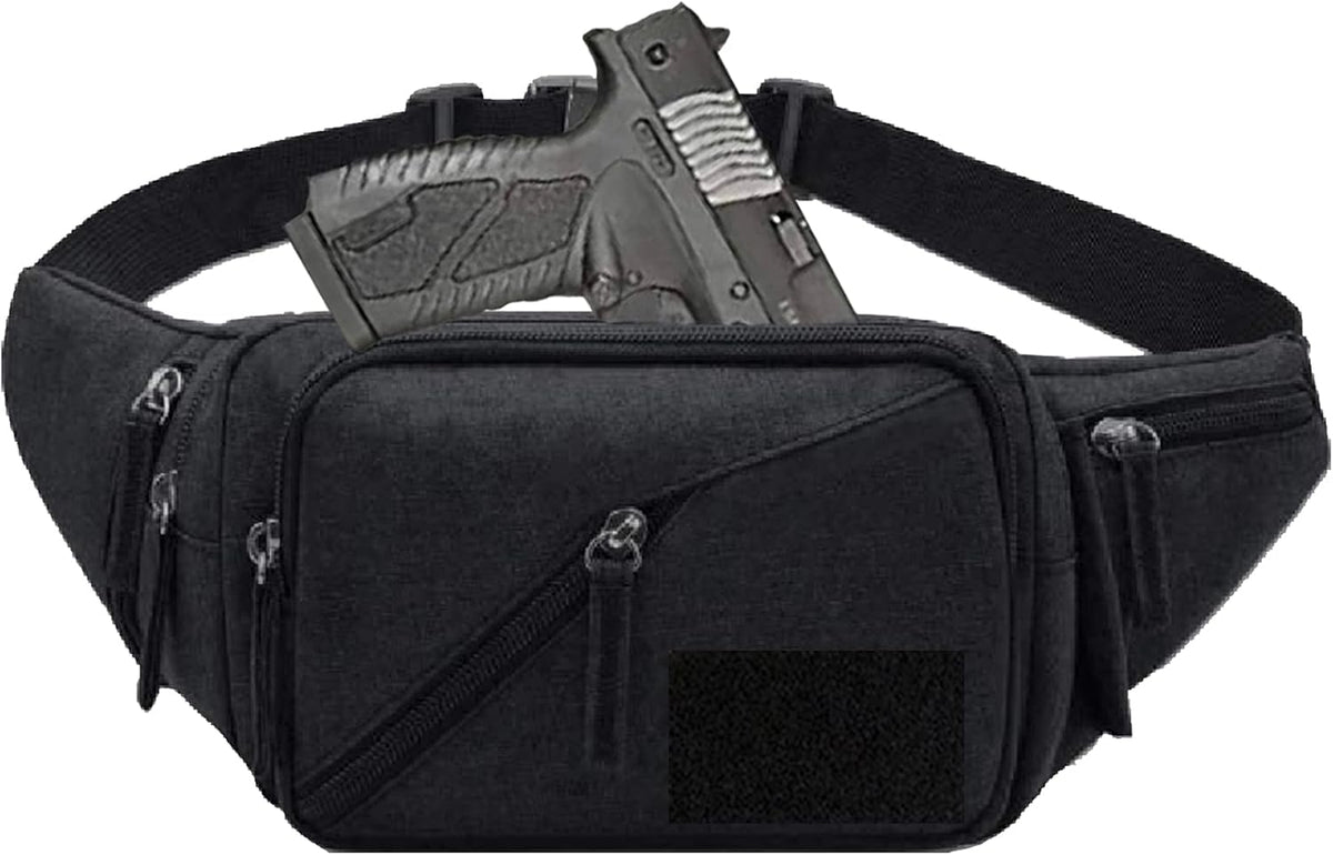 Concealed Carry Pistol Waist bag Tactical Conceal Carry Pistol Bag Fanny Packs Handgun Holster Pouch with Bottle&Gun Holder Fits 1911 Glock etc
