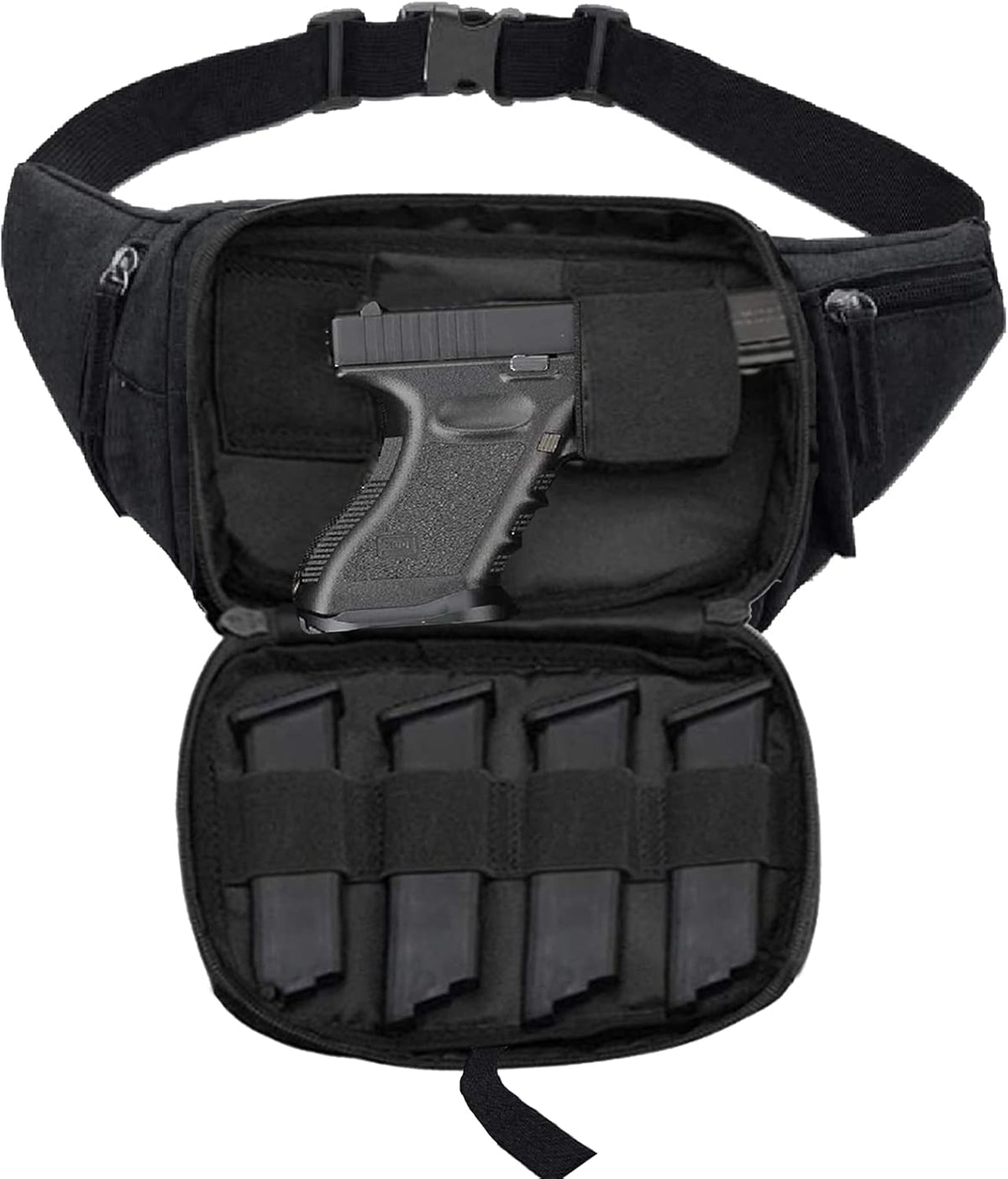 Concealed Carry Pistol Waist bag Tactical Conceal Carry Pistol Bag Fanny Packs Handgun Holster Pouch with Bottle&Gun Holder Fits 1911 Glock etc