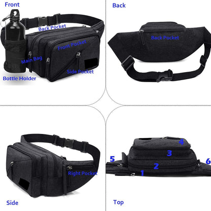 Concealed Carry Pistol Waist bag Tactical Conceal Carry Pistol Bag Fanny Packs Handgun Holster Pouch with Bottle&Gun Holder Fits 1911 Glock etc