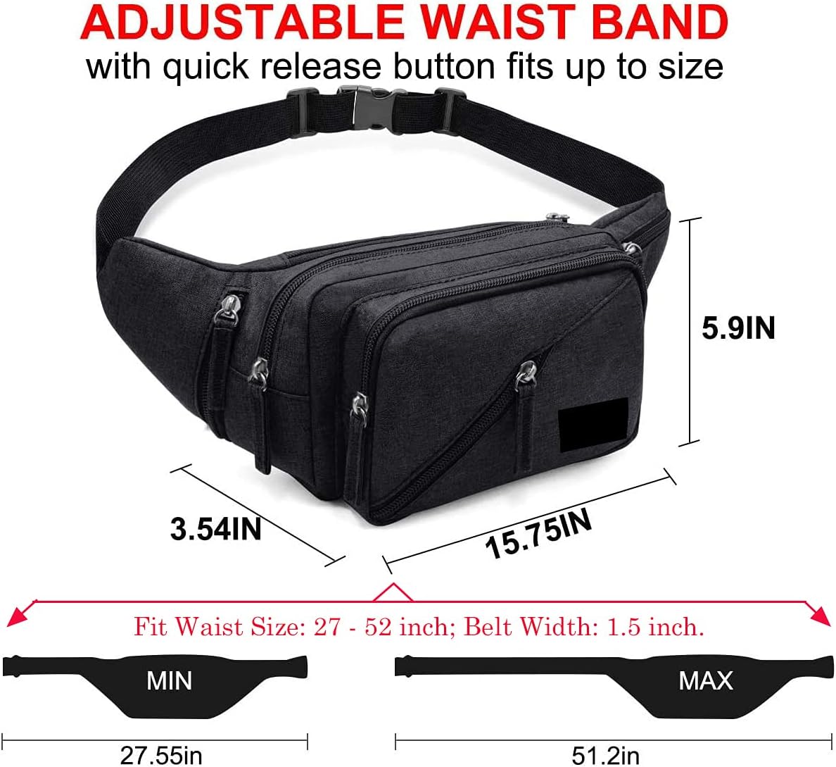 Concealed Carry Pistol Waist bag Tactical Conceal Carry Pistol Bag Fanny Packs Handgun Holster Pouch with Bottle&Gun Holder Fits 1911 Glock etc